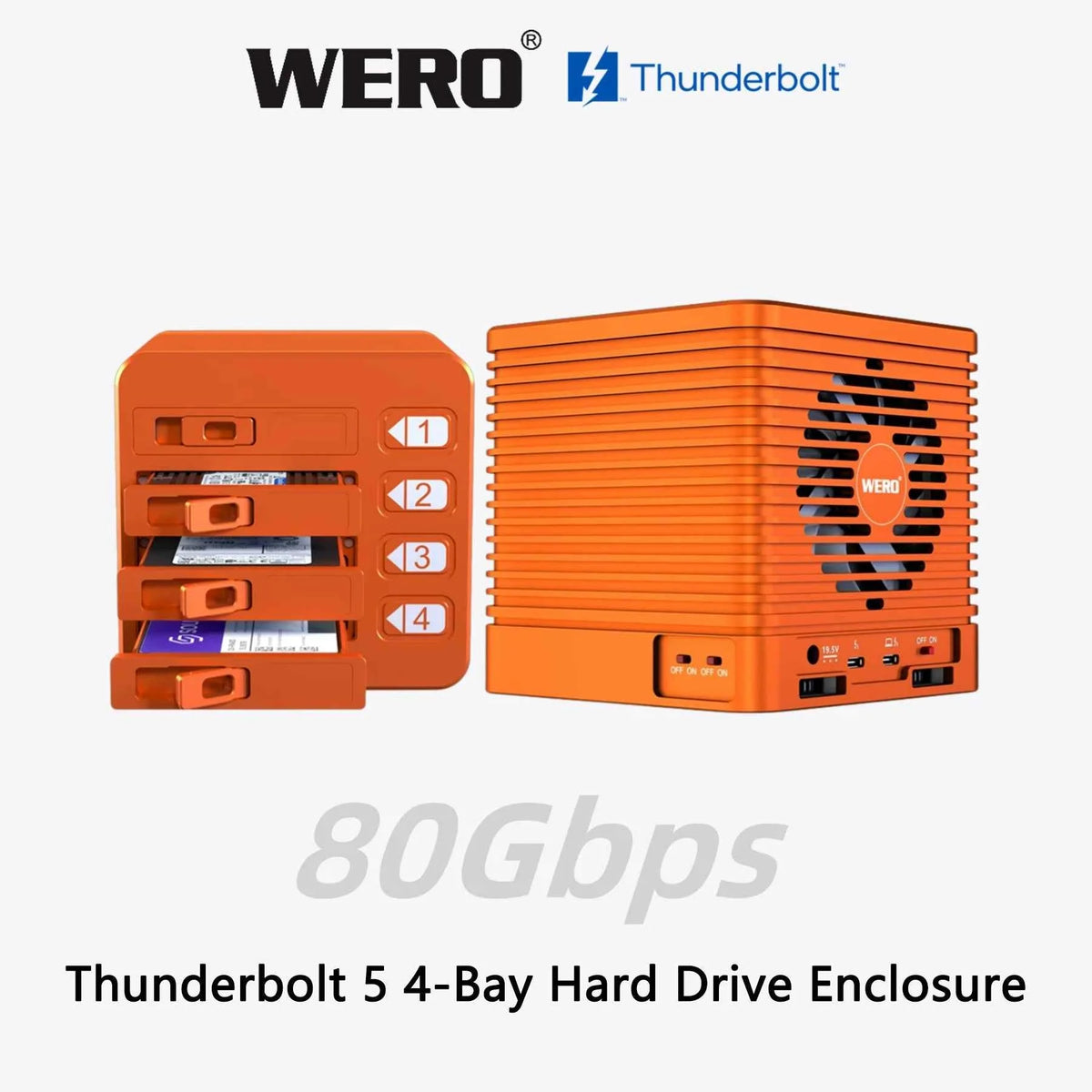 WERO Thunderbolt 5 4-Bay  U.2 Hard Drive Enclosure ，80Gbps Storage CUBE Series(4XU2-V80)
