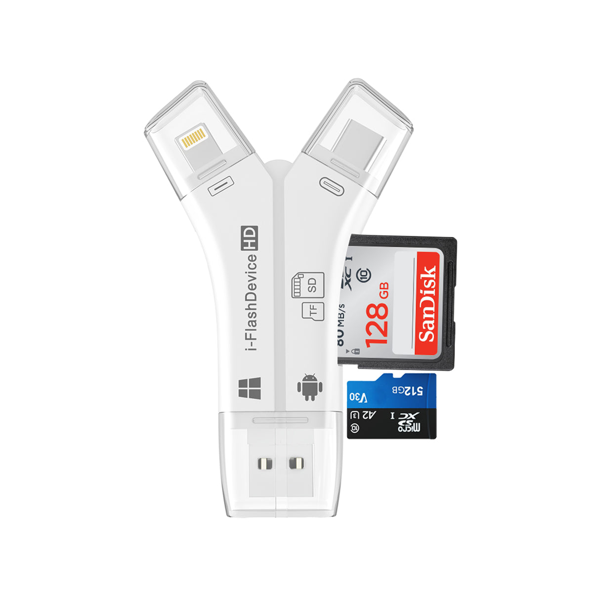 4 in 1 Micro SD Card Reader Trail Camera Viewer, Portable Memory Card Reader SD Card Adapter for SD and TF Cards for iPhone/ipad/Android/Mac/Computer/Camera--ST12-A