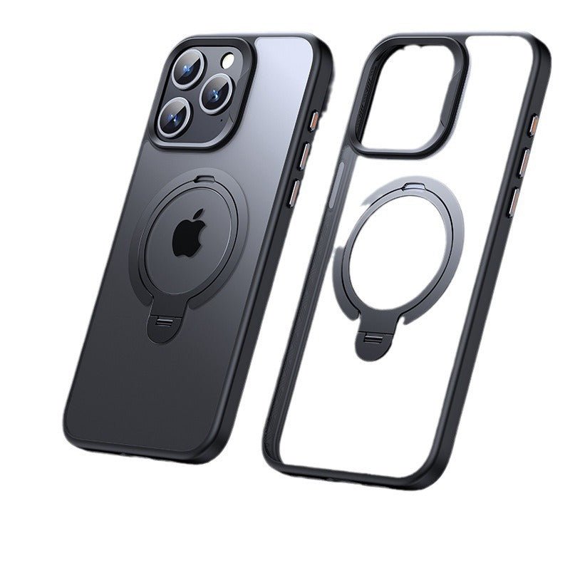 Designed for iPhone 16/15/14/13 Pro Max Case with Magnetic Invisible Stand [Military Drop Protection] [Compatible with MagSafe] Shockproof Slim Translucent Matte Promax Case - QGeeM