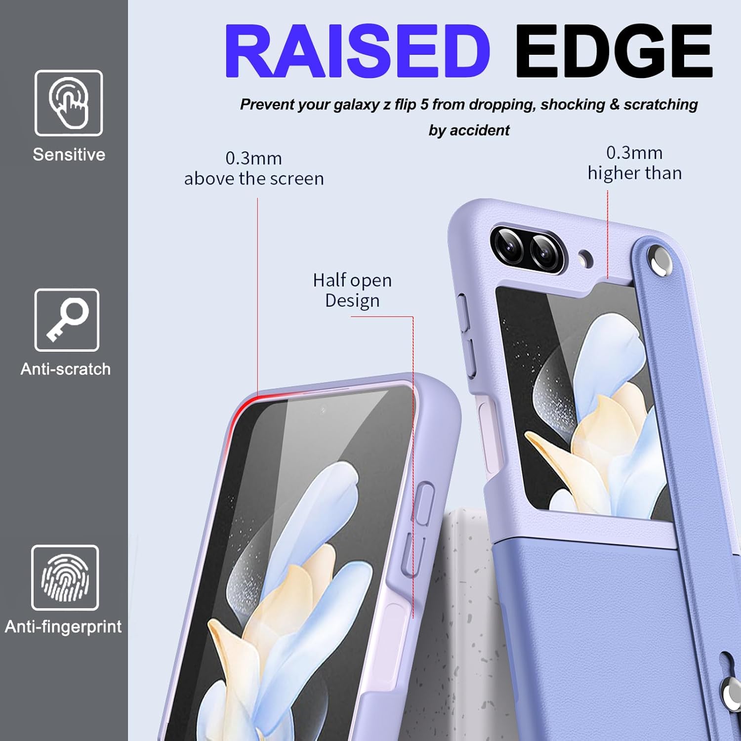 Fold Phone Case for Samsung Galaxy Z Flip 6/5, with Expansion Wristband + Kickstand Function, Free Folding Ultra - Thin Shell for Women Girl, Shockproof Protective Case - QGeeM