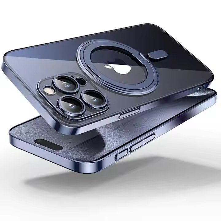 For iPhone 15 Pro Max Case with 360° Rotatable Magnetic Ring Stand [Compatible MagSafe] [Military Grade Protection] Translucent Matte iPhone 15 Pro Max Phone Cases - QGeeM