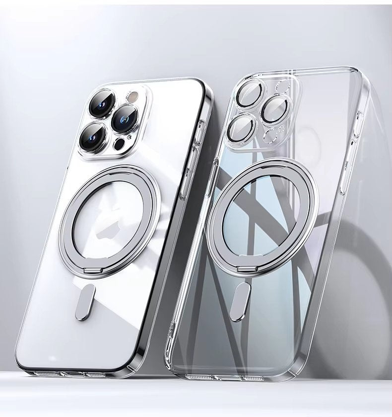 For iPhone 15 Pro Max Case with 360° Rotatable Magnetic Ring Stand [Compatible MagSafe] [Military Grade Protection] Translucent Matte iPhone 15 Pro Max Phone Cases - QGeeM