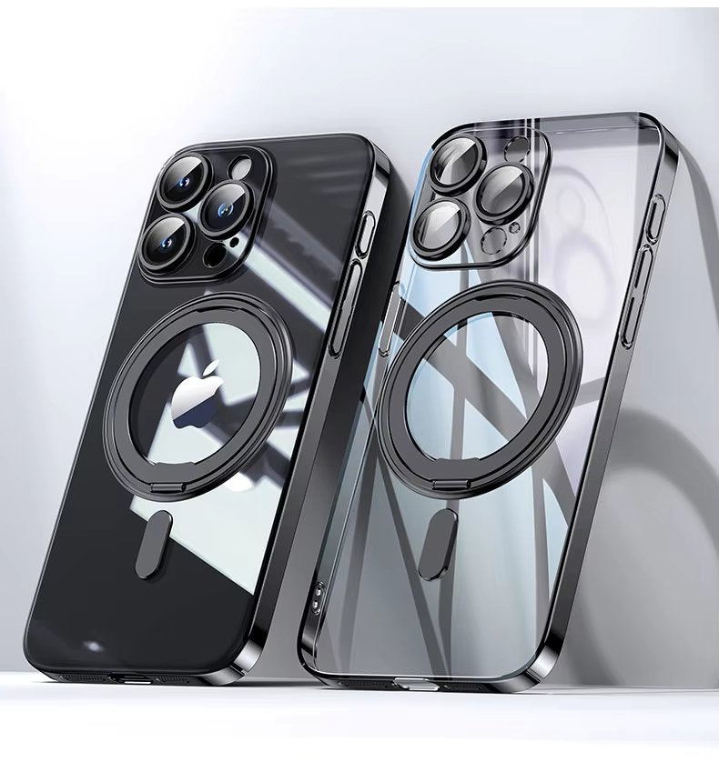 For iPhone 15 Pro Max Case with 360° Rotatable Magnetic Ring Stand [Compatible MagSafe] [Military Grade Protection] Translucent Matte iPhone 15 Pro Max Phone Cases - QGeeM