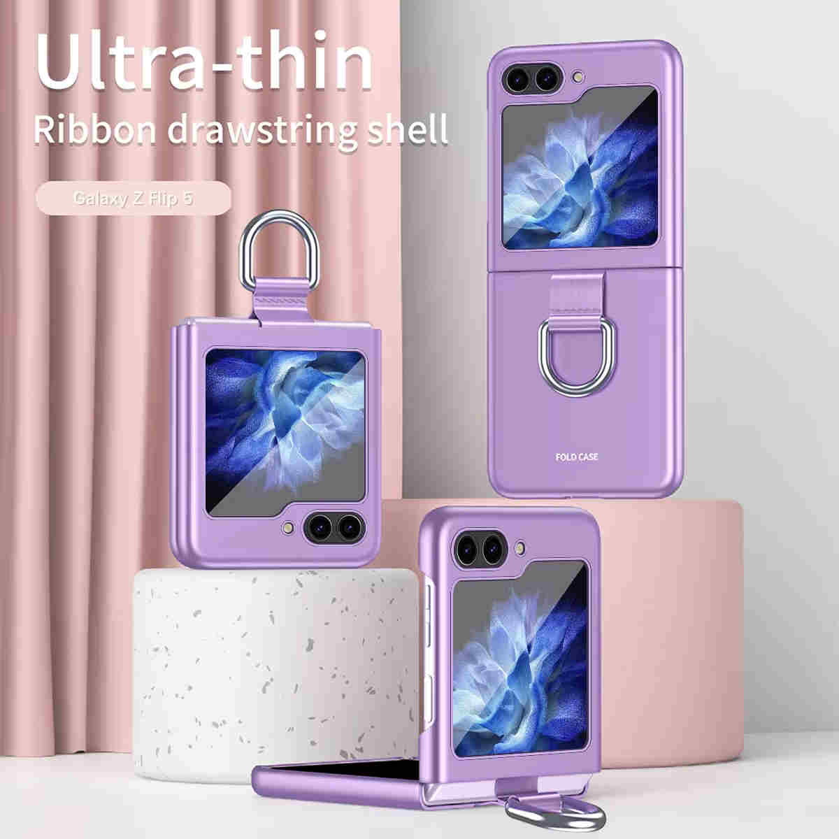 For Samsung Galaxy Z Flip 5/6 Case with Ring Shockproof Protective Cover Flip Z 5 Phone Case - QGeeM