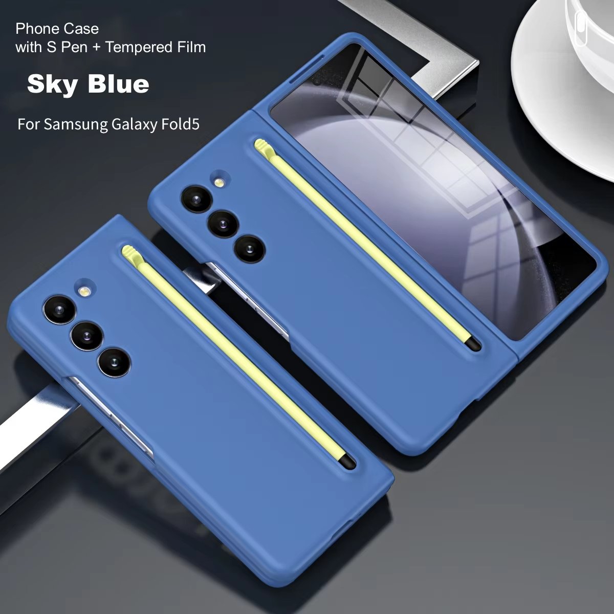 For Samsung Galaxy Z Fold 5 Case with S Pen, Food Grade Liquid Silicone Protective Fold 5 S Pen Case Slim Thin Phone Cover for Galaxy Z Fold 5 5G - QGeeM