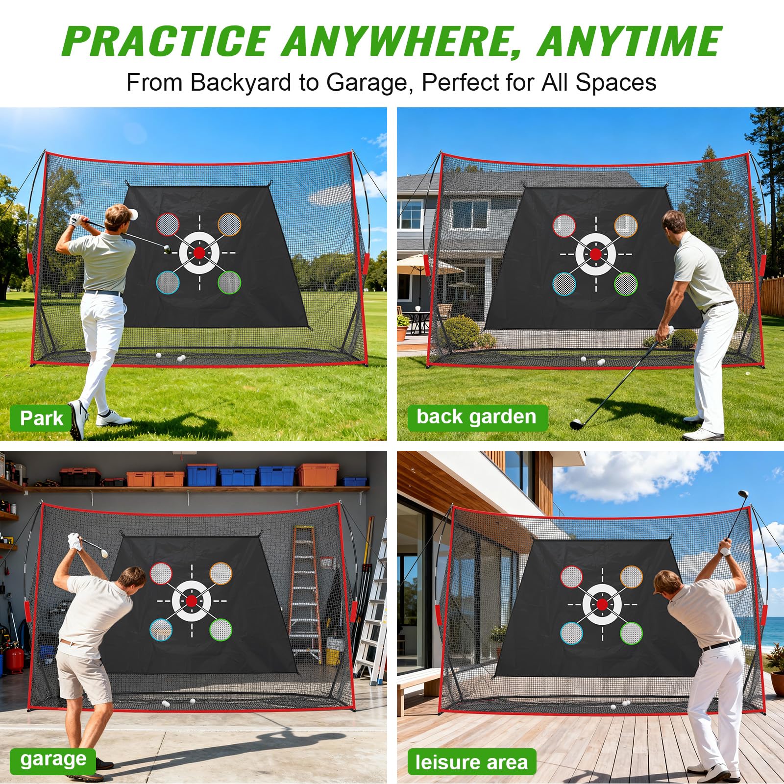 Golf Hitting Net 10x7FT with Mat & Target - Professional Training Net for Backyard Driving, Chipping, Swing Practice Indoor and Outdoor - Gift for Men, Dad, Golfer