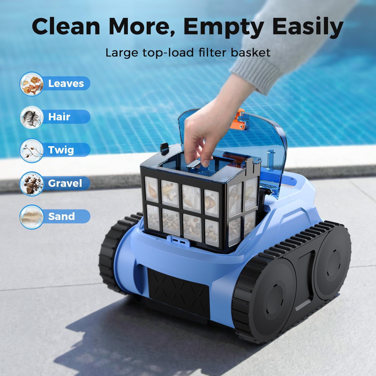 Cordless Robotic Pool Cleaner,Automatic Robotic Pool Vacuum for Inground Pools,Spa Pool Robot Cleaning up to 2150 Sq.ft for Floor,Wall Climbing,Waterline,4800GPH Suction,180min Battery Life-B0GKPZNG11