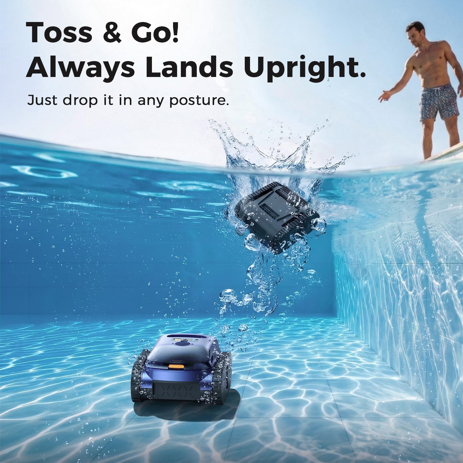 Robotic Pool Cleaner,Cordless Pool Vacuum for Inground Pools,Automatic Pool Cleaner Robot for Pool Floors,Drain Cleaning,Walls,Waterline,2150 Sq.ft,180min Runtime,3H Fast Charging Robot for Spa Pool-B0GKQB5J6C