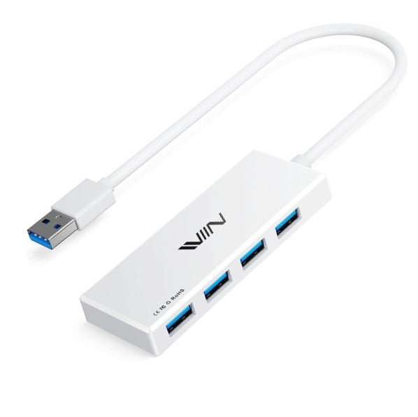 IVIIN USB 3.0 Hub, 4 Port USB Hub Splitter, USB A Expander Portable USB Adapter Multiport Data Hub - QGeeM