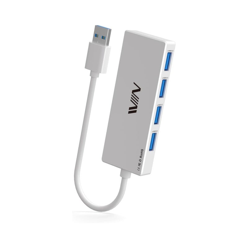 IVIIN USB 3.0 Hub, 4 Port USB Hub Splitter, USB A Expander Portable USB Adapter Multiport Data Hub - QGeeM