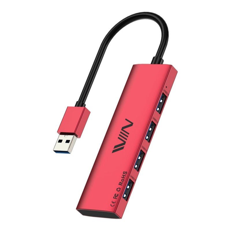 IVIIN USB 3.0 Hub, 4 Port USB Hub Splitter, USB A Expander Portable USB Adapter Multiport Data Hub - QGeeM