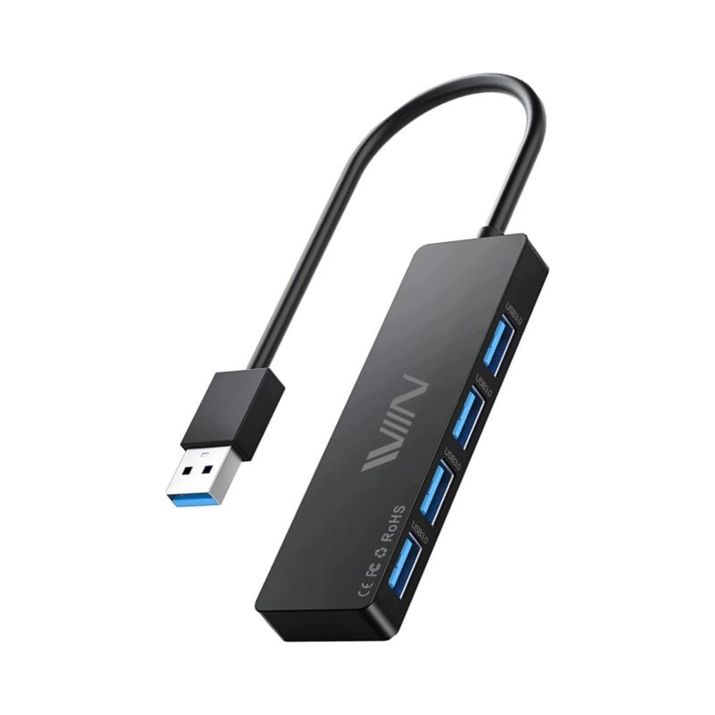 IVIIN USB 3.0 Hub, 4 Port USB Hub Splitter, USB A Expander Portable USB Adapter Multiport Data Hub - QGeeM