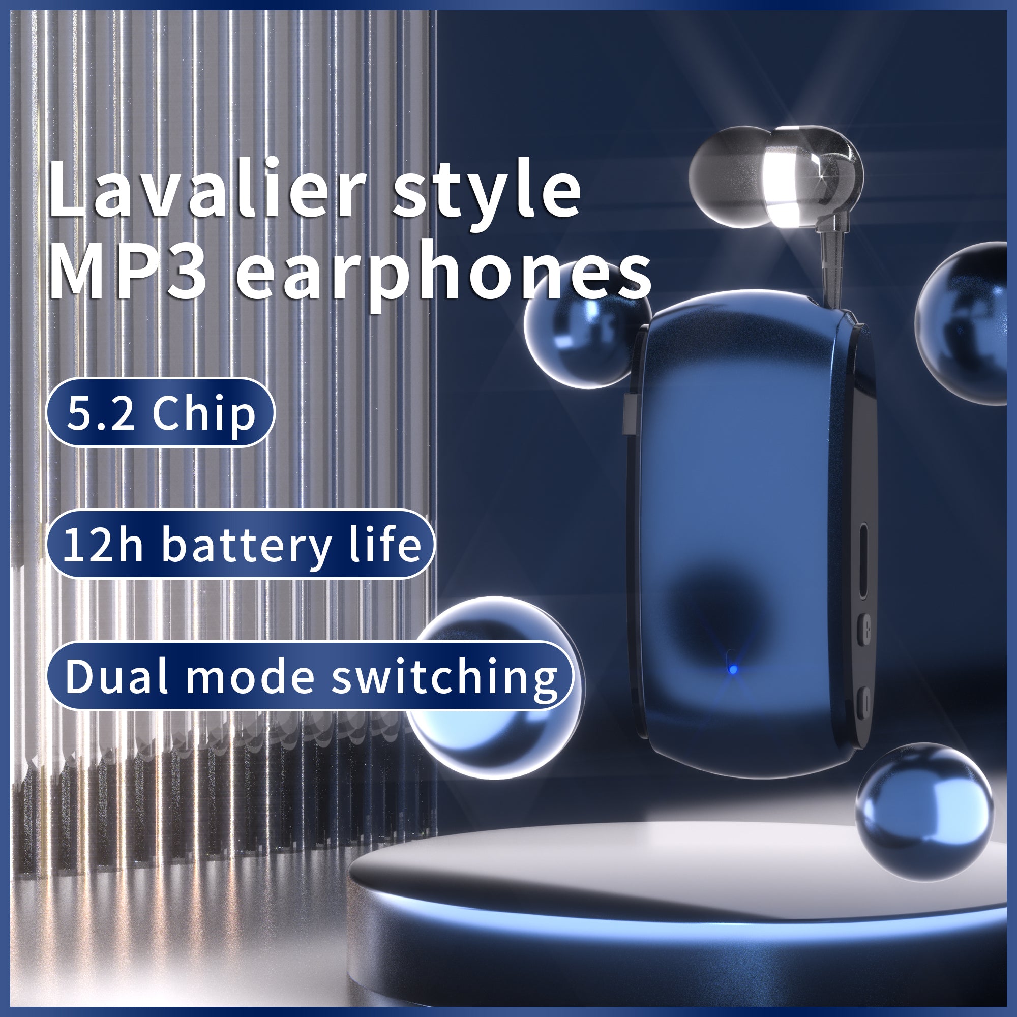 K68 Card Business Collar Clip Type Single Ear Bluetooth Earphones