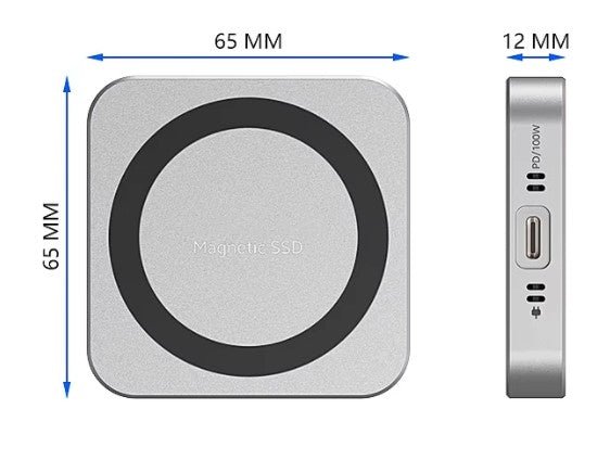 Magnetic M.2 NVMe SSD Enclosure with Built - in Cooling Fan & 100W PD Charging, USB 3.1 Gen 2 Type - C (10Gbps) Aluminum External Case for 2230/2242 PCIe NVMe SSDs up to 2TB, Compact Portable Design, Compatible with Windows/Mac/Linux/Android Devices - QGeeM
