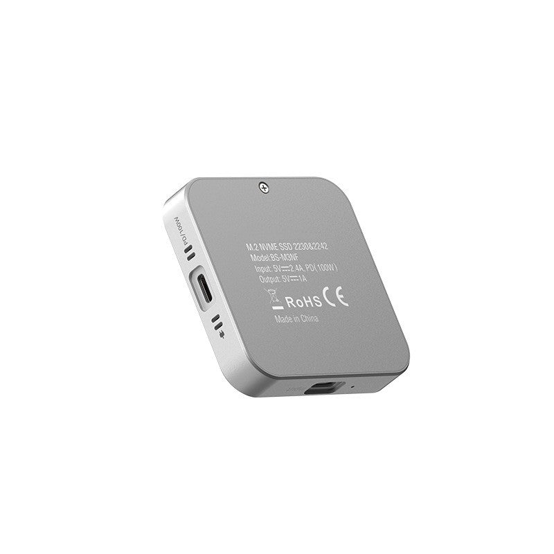 Magnetic M.2 NVMe SSD Enclosure with Built - in Cooling Fan & 100W PD Charging, USB 3.1 Gen 2 Type - C (10Gbps) Aluminum External Case for 2230/2242 PCIe NVMe SSDs up to 2TB, Compact Portable Design, Compatible with Windows/Mac/Linux/Android Devices - QGeeM