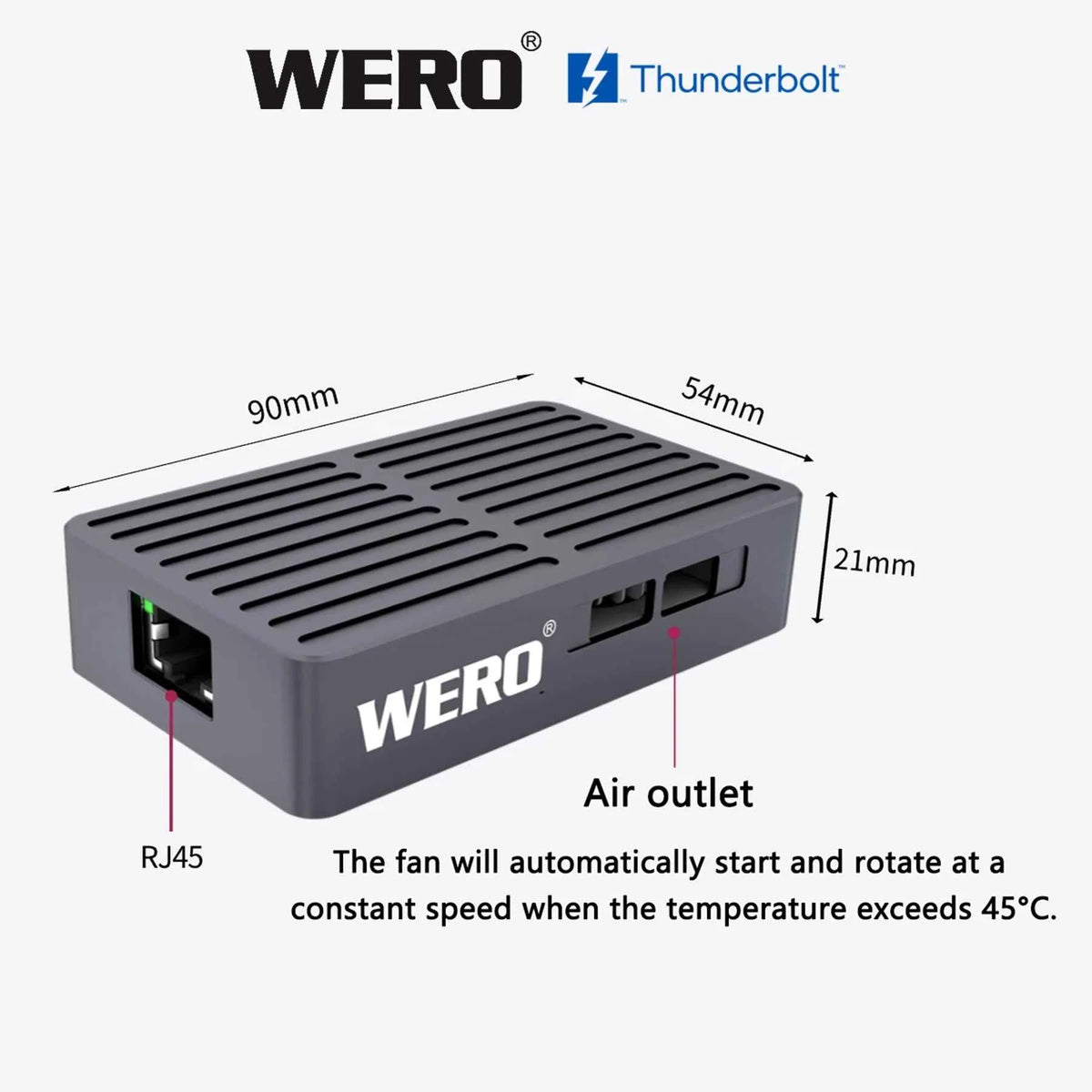 WERO Thunderbolt 10G Network Card Compatible with 3/4/5 10G Ethernet RJ45 Electrical Port Adapter Converter(TBT3-10GbE)