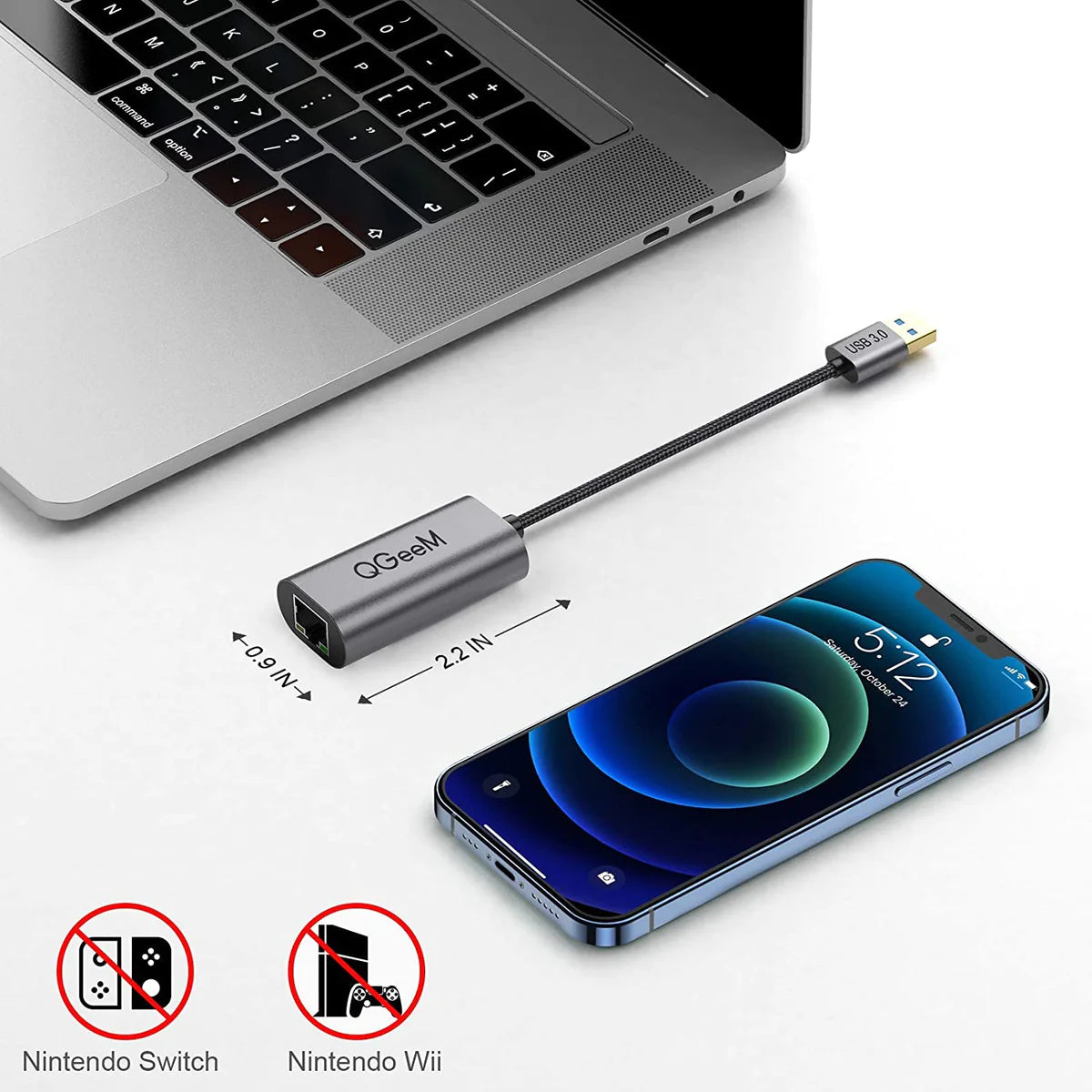QGeeM USB 3.0 to Gigabit Ethernet Adapter 1 Gbps