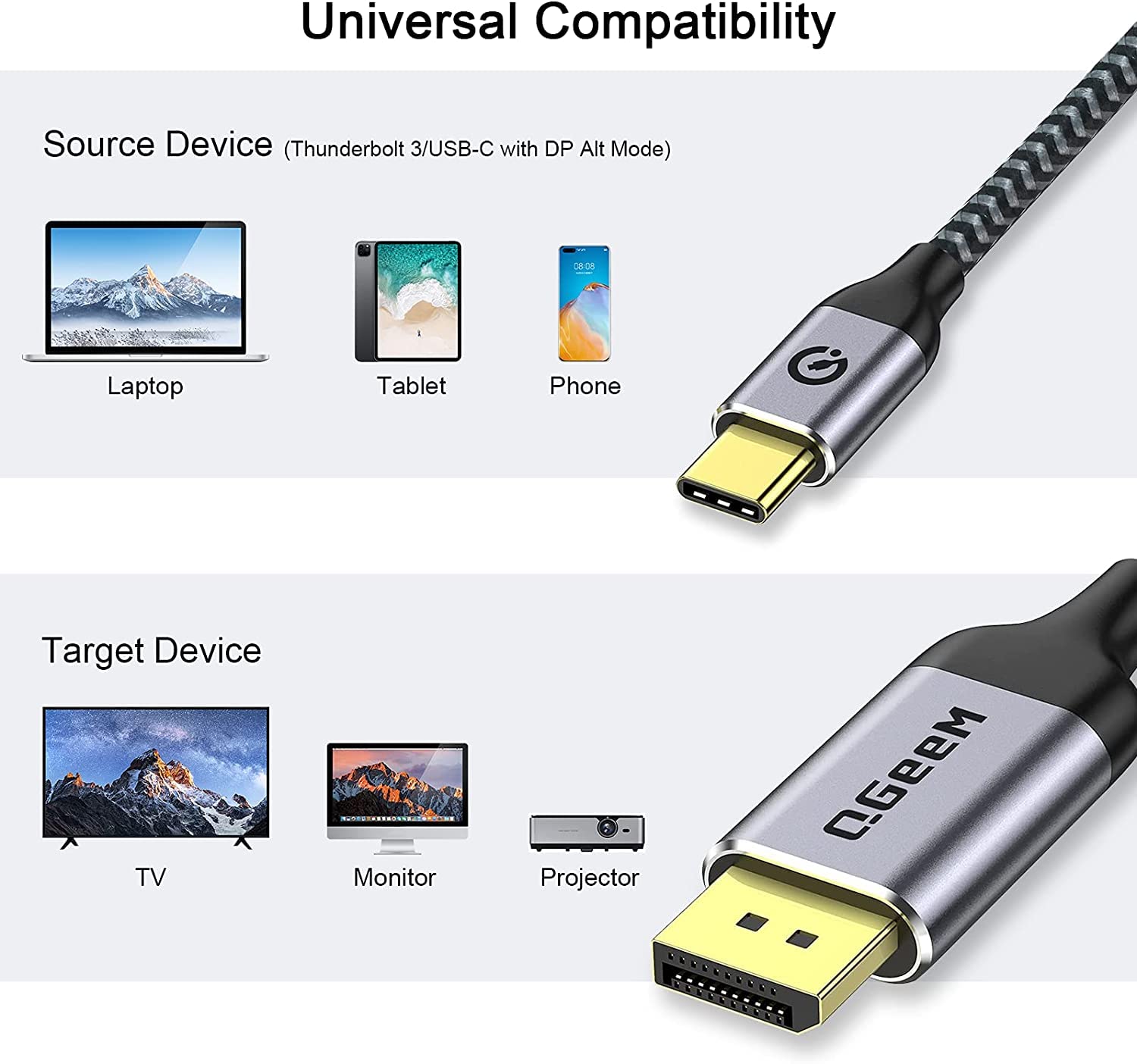 QGeeM USB-C to DisplayPort 4K60HZ Cable - QGeeM