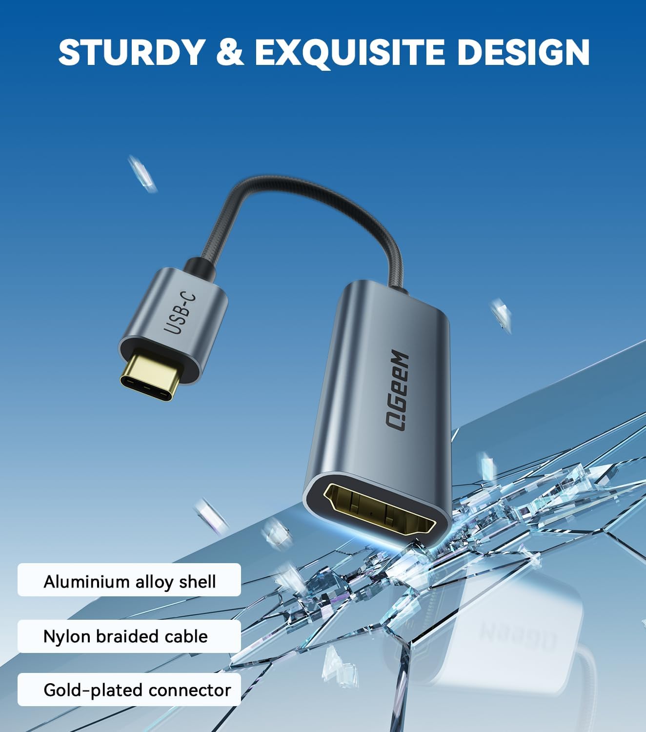 QGeeM USB C to HDMI Adapter 4K@60Hz,Thunderbolt 3/4 to HDMI Adapter,HDMI to USB C Converter Compatible for MacBook Pro/Air,iPhone16/15 Pro Max Plus,iPad Mini Air,Dell XPS,Galaxy S24Ultra,iMac and More - QGeeM