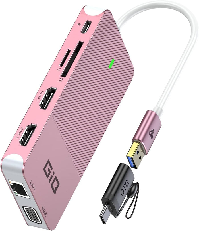 USB Docking Station GIQ USB C HUB USB 3.0 to Dual HDMI VGA Adapter Tri