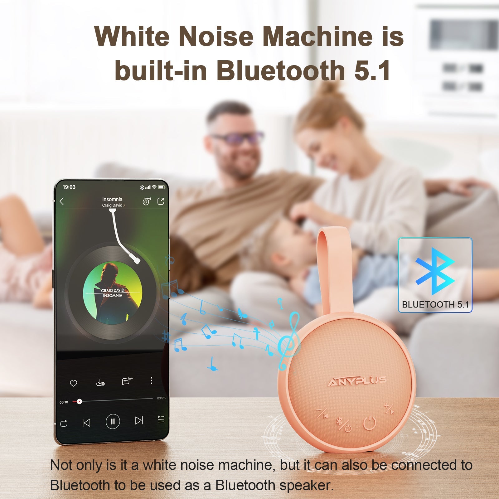 White Noise Sound Machine, Noise Machine for Baby Kids Adult Sleep with 24 Soothing Sounds, Memory Function, 3 Timer & Voice Recording, Portable Wireless Speaker for Home, Travel - QGeeM
