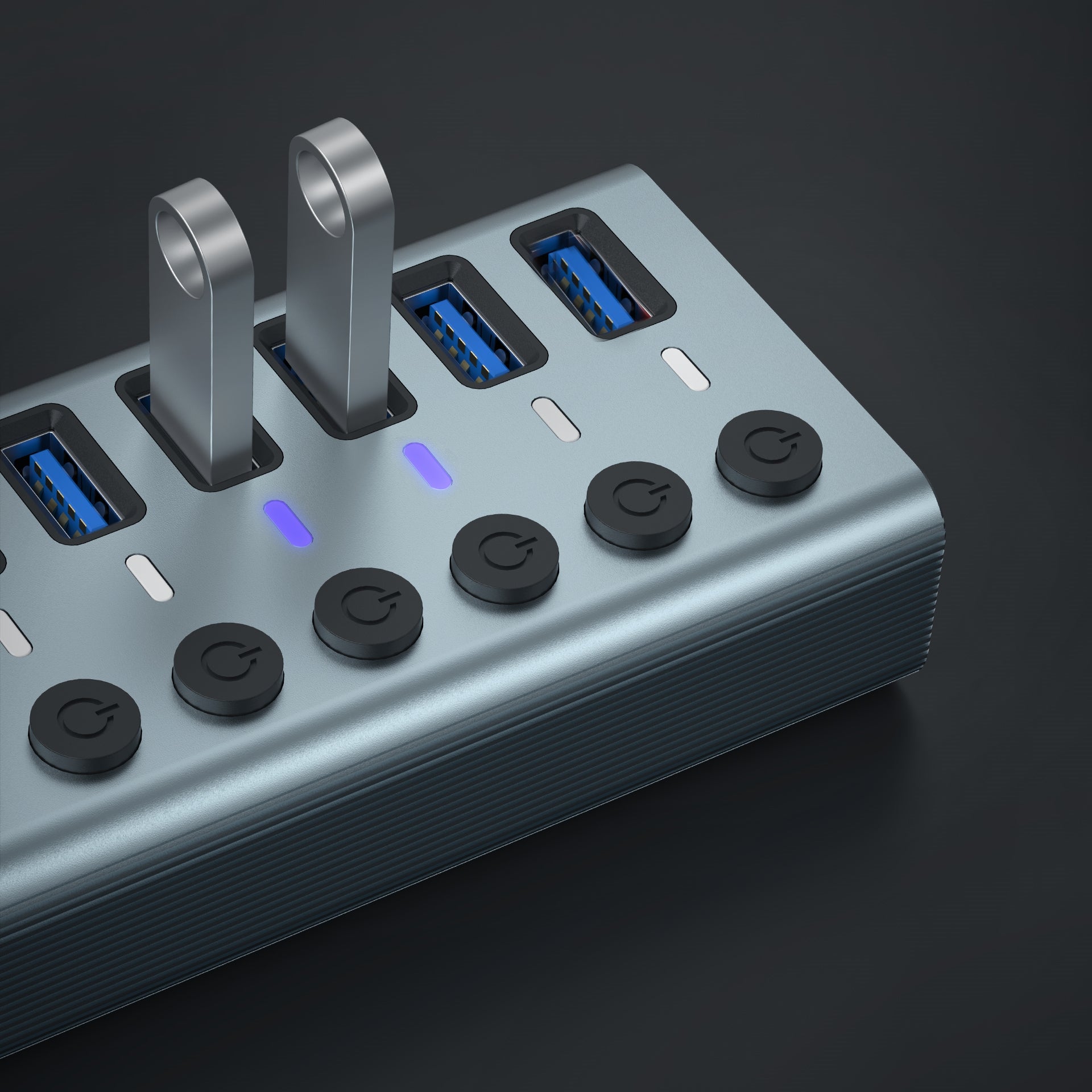 QGEEM 10 Ports USB 3.2 Hub with 10Gbps Data Speed, Aluminum Housing, USB Hub Powered with 36W Power Adapter, USB Hub for PC/Laptop, Computer, Flash Drive, Printer, Camera