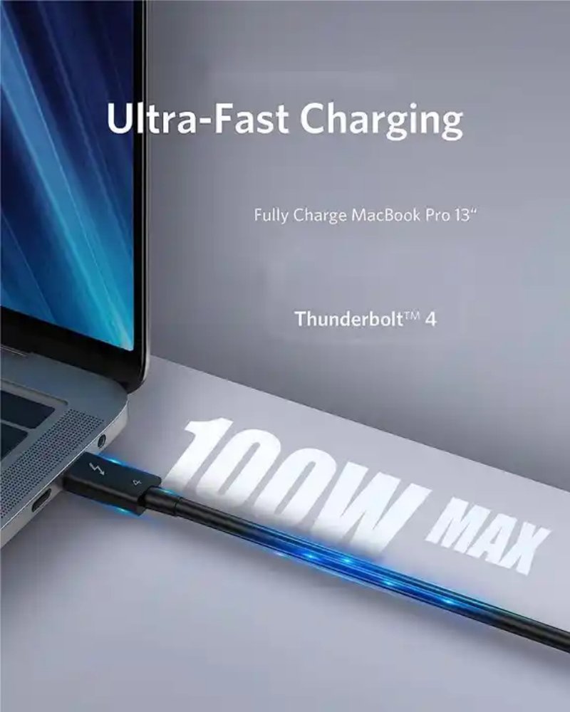 0,7M Thunderbolt 4 / USB-C Cable - Universal and Full Capability for All Thunderbolt 3, Thunderbolt 4, USB-C, and USB4 Devices - QGeeM