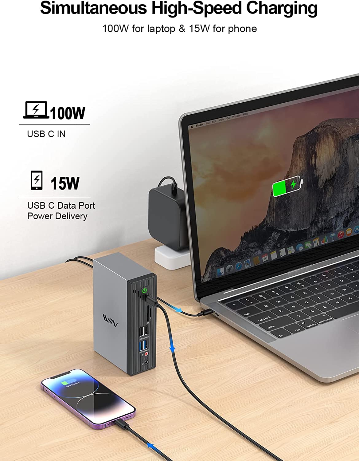 IVIIN 19-in-1 USB C Quadruple Laptop Docking station - QGeeM