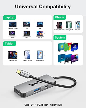 IVIIN 3-IN-1 USB C Hub - QGeeM