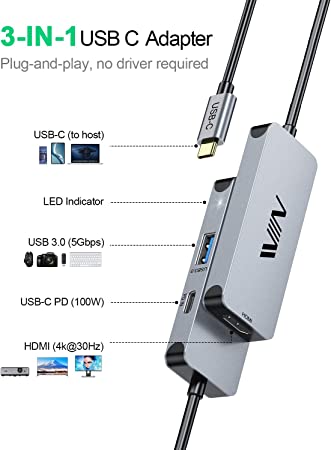IVIIN 3-IN-1 USB C Hub - QGeeM