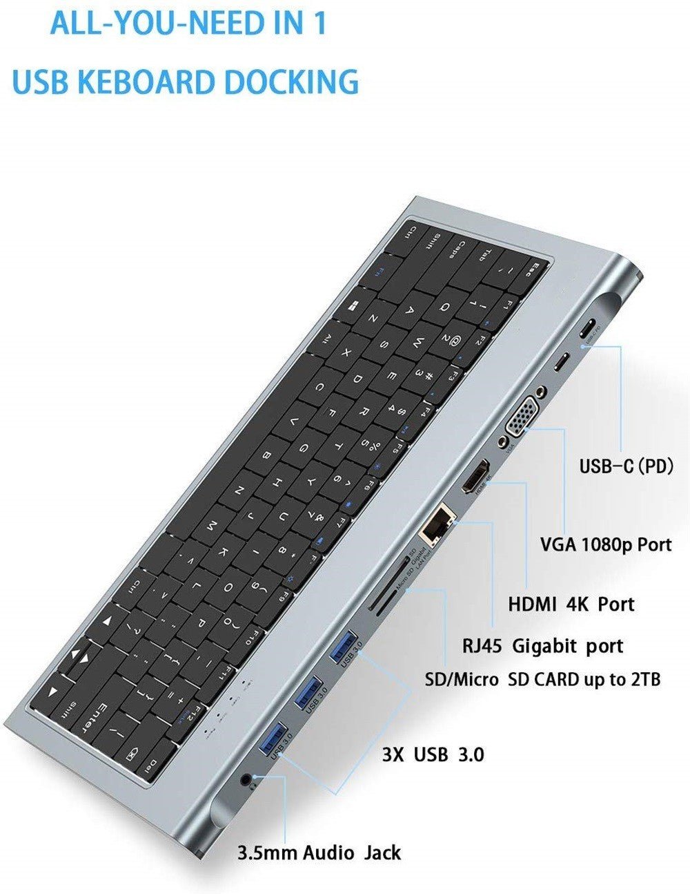 QGeeM 11-in-1 USB-C Docking Station with Keyboard - QGeeM