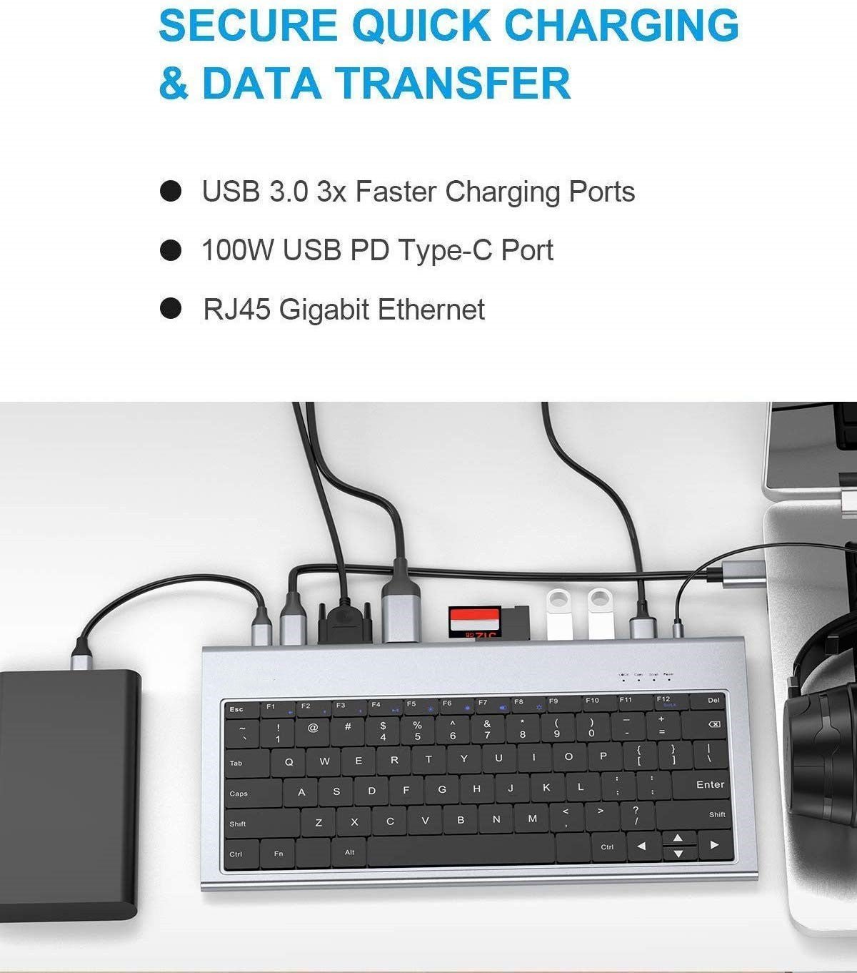 Keyboard also serves as USB-C hub with 11 ports from audio jack to VGA -  CNX Software
