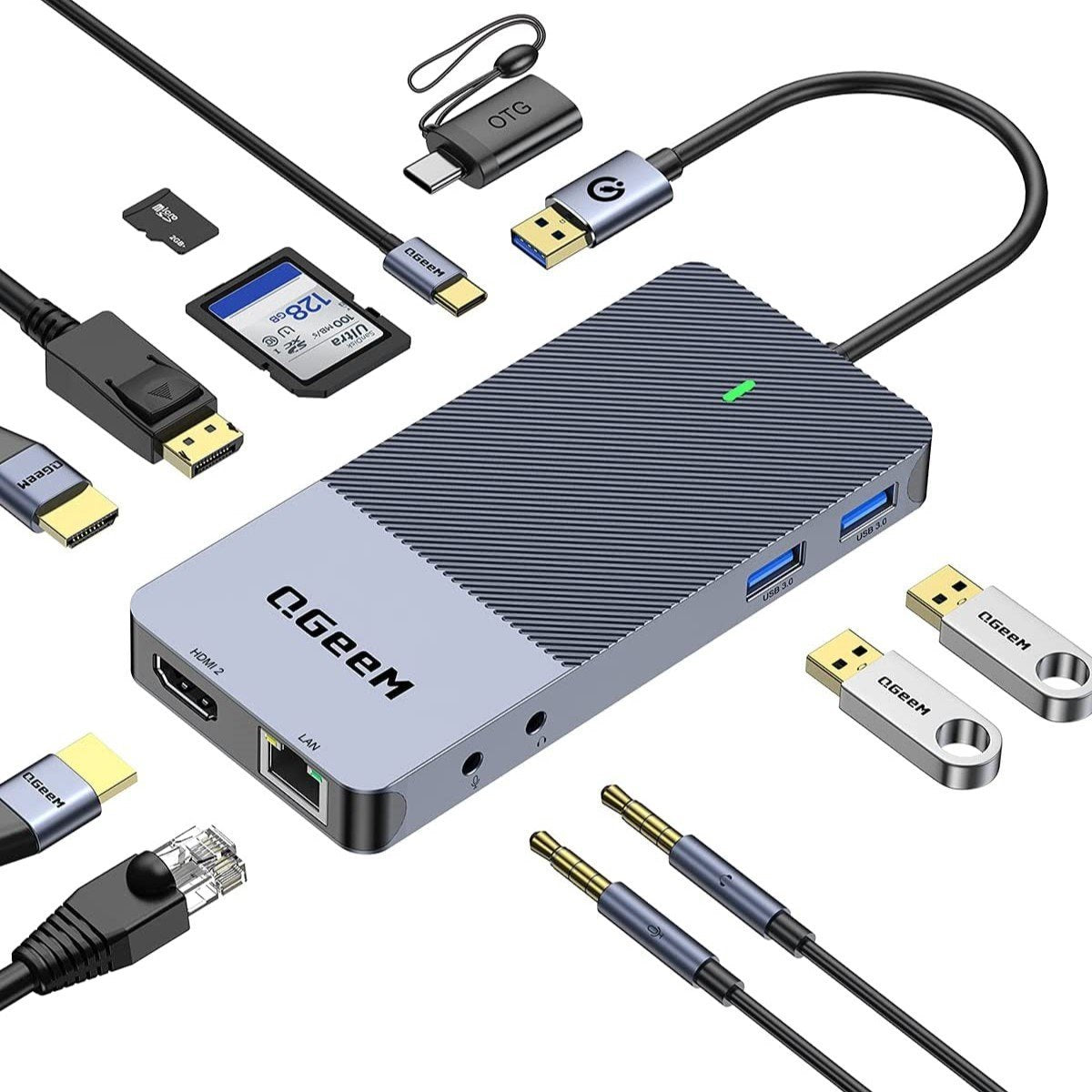 QGeeM 11-in-1 USB C/3.0 Docking station-Dual 4K - QGeeM