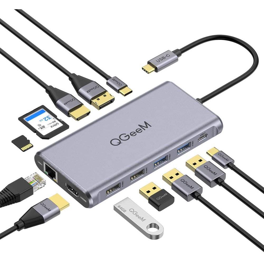 QGeeM 12-in-1 USB-C Docking Station with DP - QGeeM