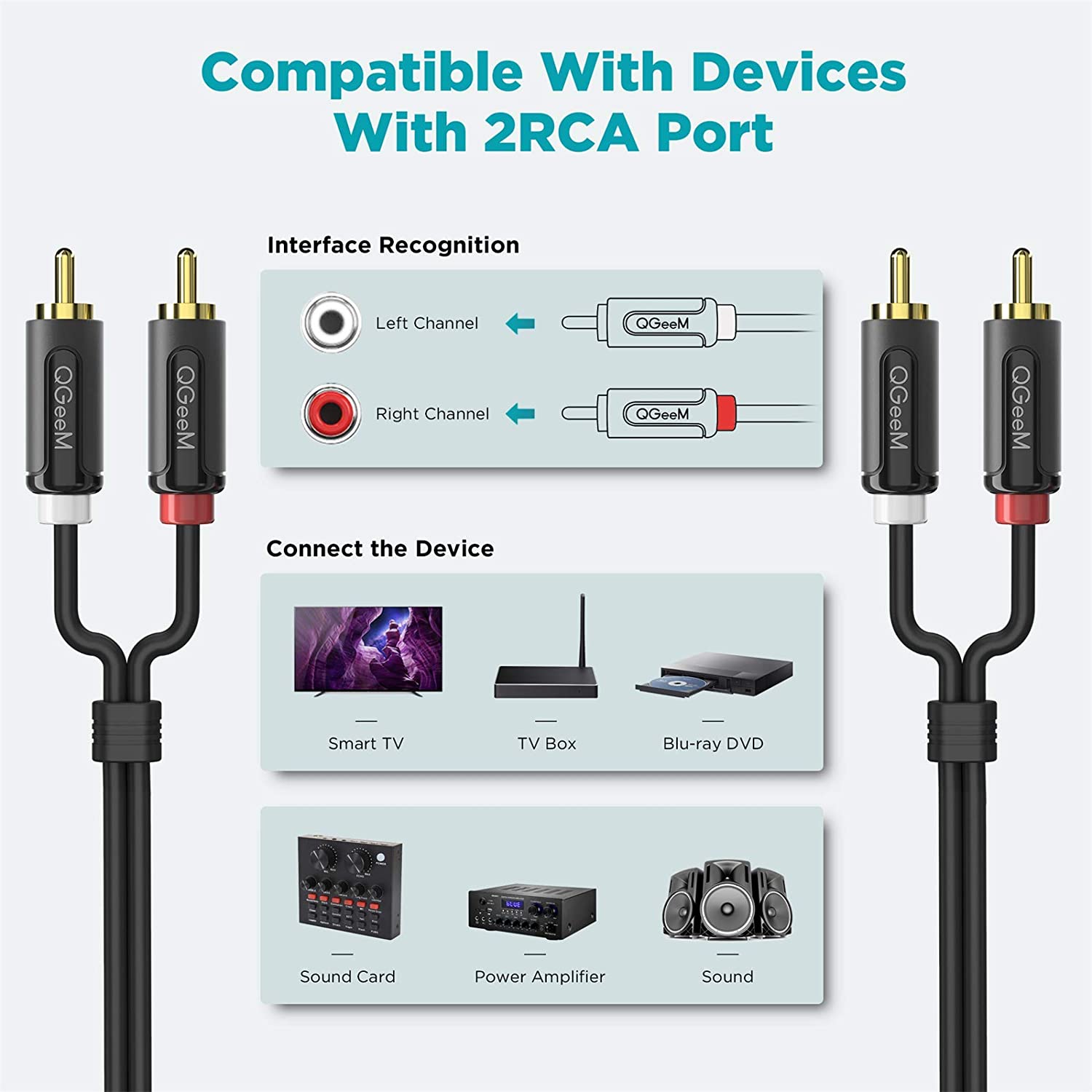 QGeem 2RCA to 2RCA Stereo Cable - QGeeM