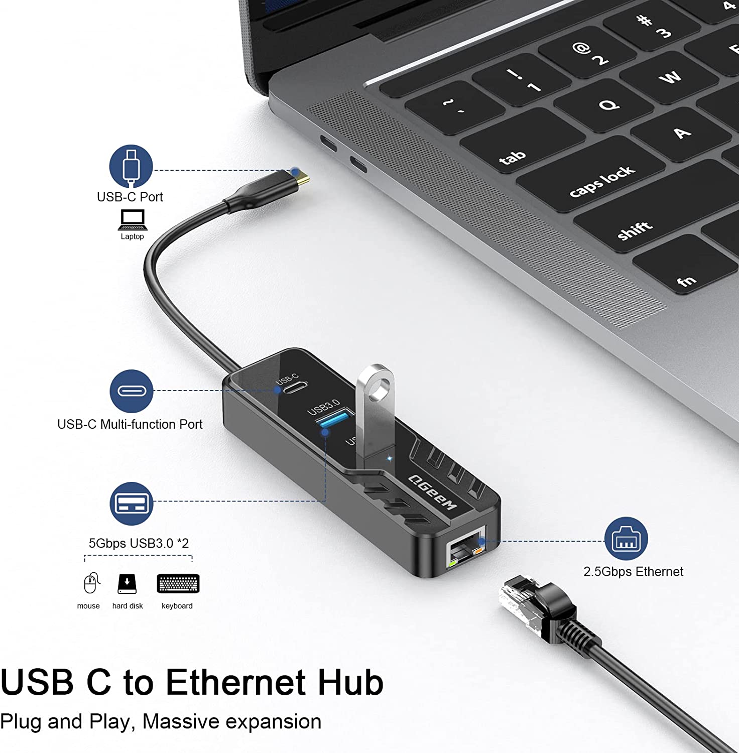 QGeeM USB-C to Ethernet Adapter