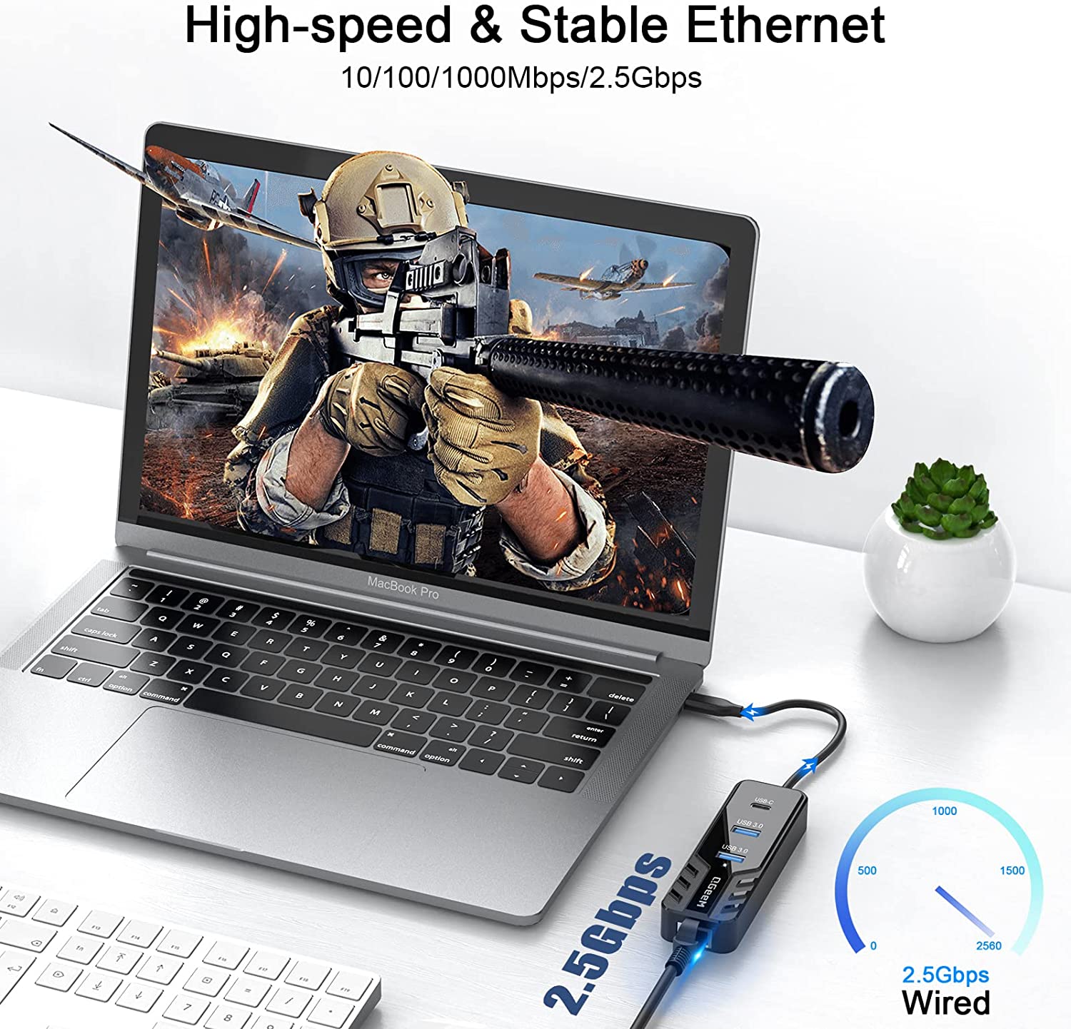 QGeeM 4-in-1 USB-C to Ethernet Hub - QGeeM