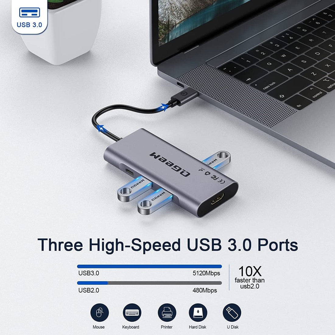 QGeeM 7-in-1 USB-C Hub 4K@30Hz - QGeeM