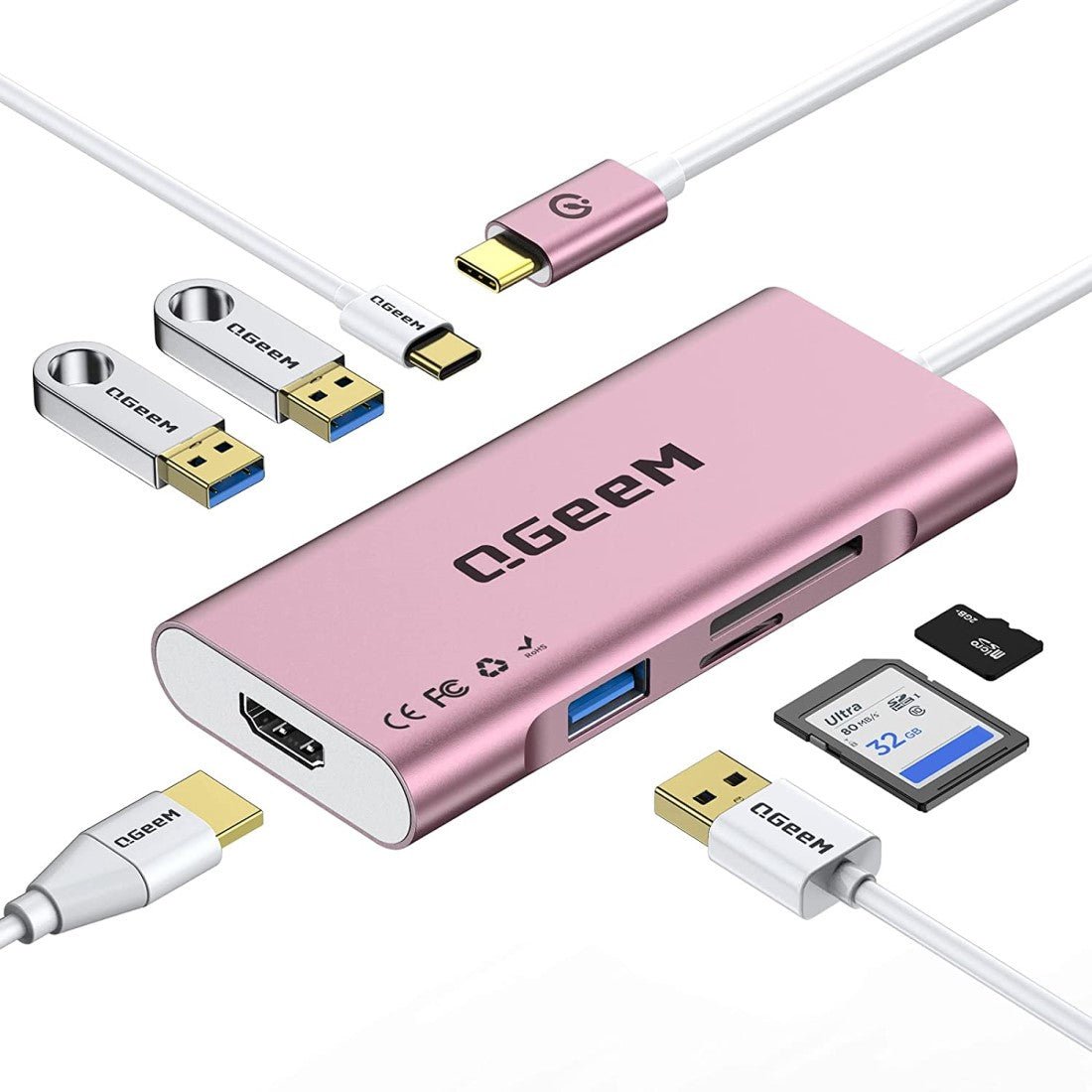 QGeeM 7-in-1 USB-C Hub 4K@30Hz - QGeeM