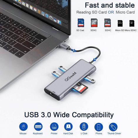 QGeeM 8-in-1 USB-C Hub with Dual HDMI - QGeeM