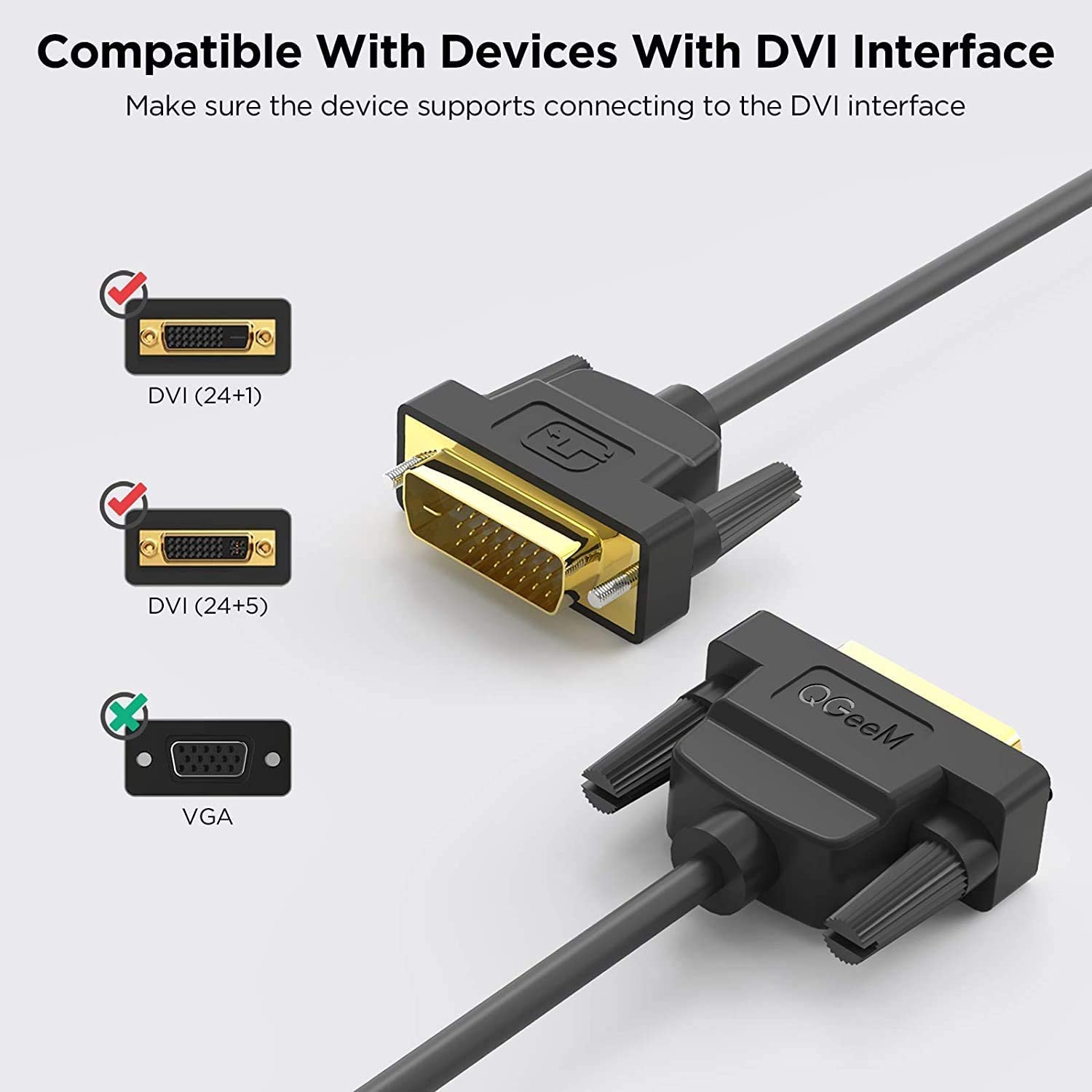 QGeeM DVI to DVI Cable Male to Male - QGeeM