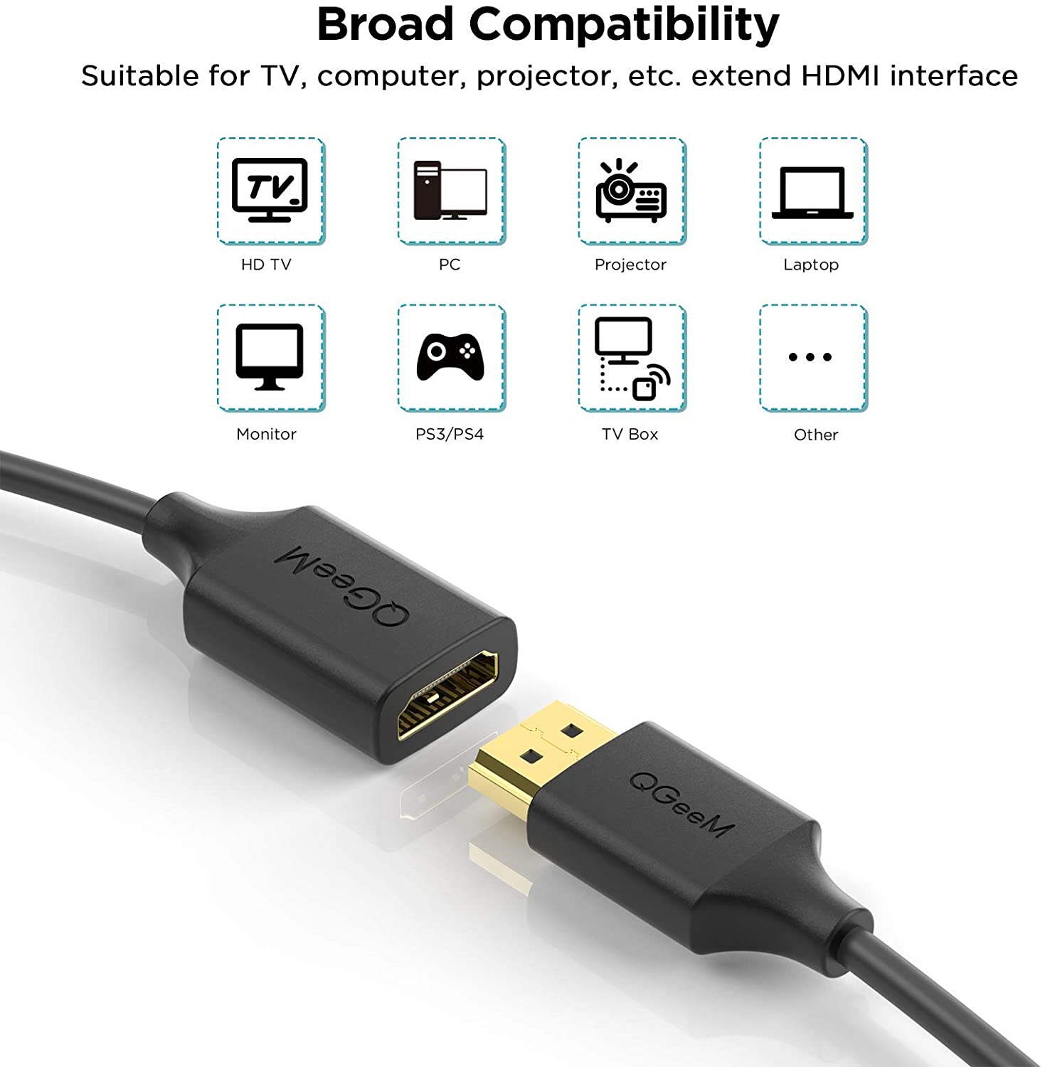 QGeeM HDMI Male to Female Extension Cable - QGeeM