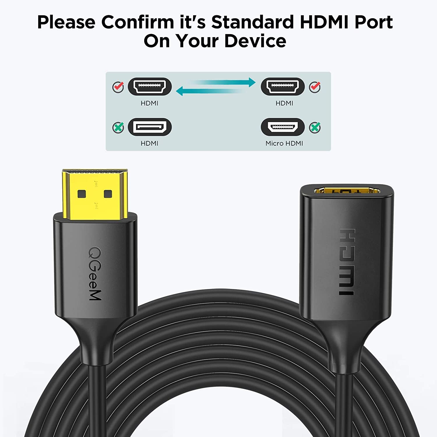 QGeeM HDMI Male to Female Extension Cable - QGeeM