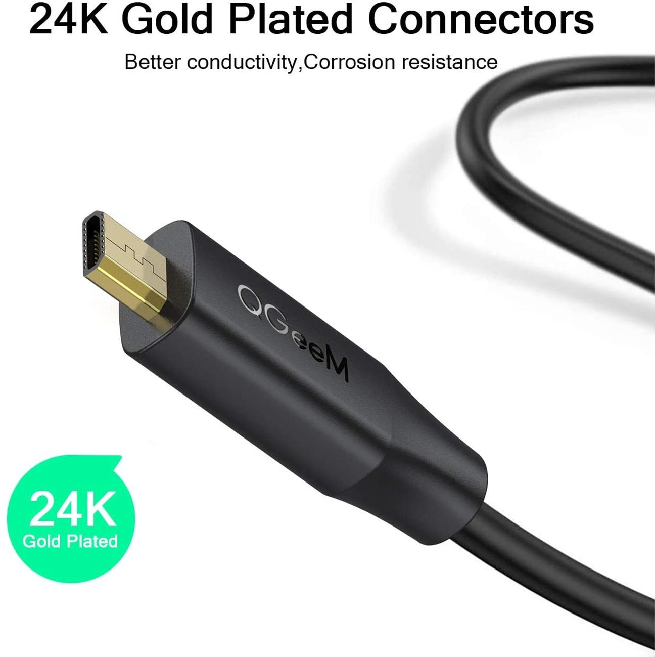QGeeM Micro HDMI to HDMI Adapter Cable,High Speed 4K 60Hz - QGeeM