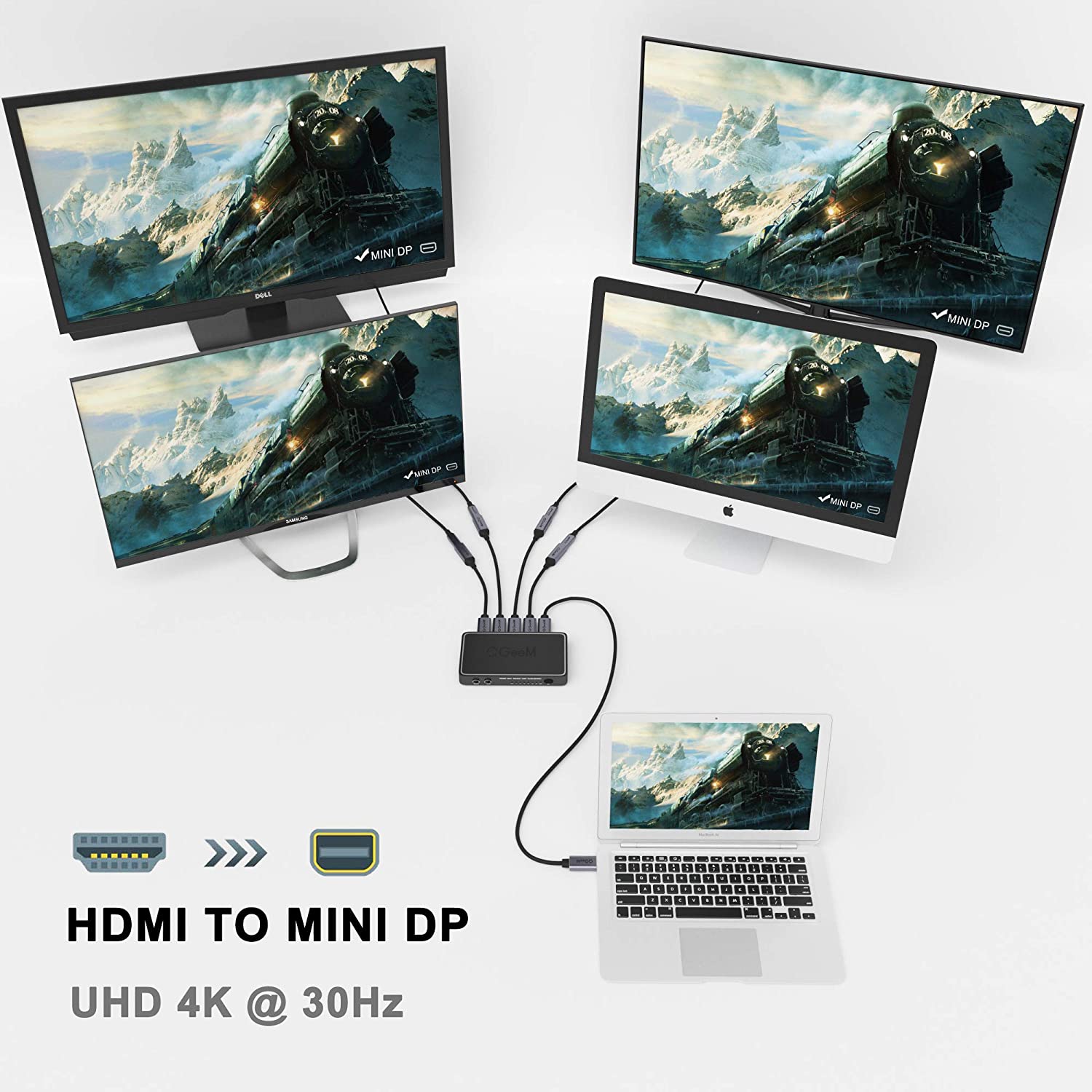 QVS Mini-DisplayPort/ThunderBolt Male to HDMI Female Ultra-HD 4K Eyefinity  Active Converter - White - Micro Center