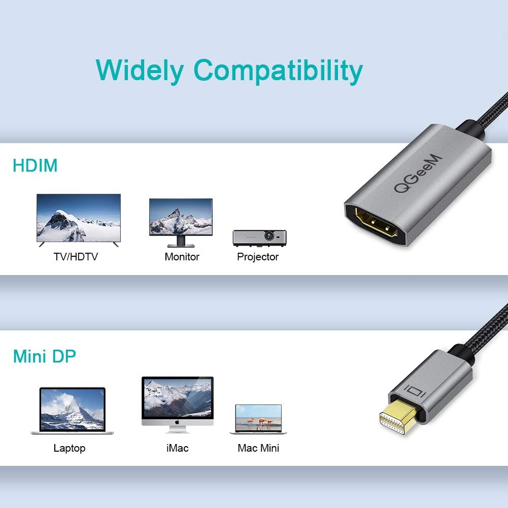 QGeeM Mini DP Male to HDMI Female Adapter - QGeeM