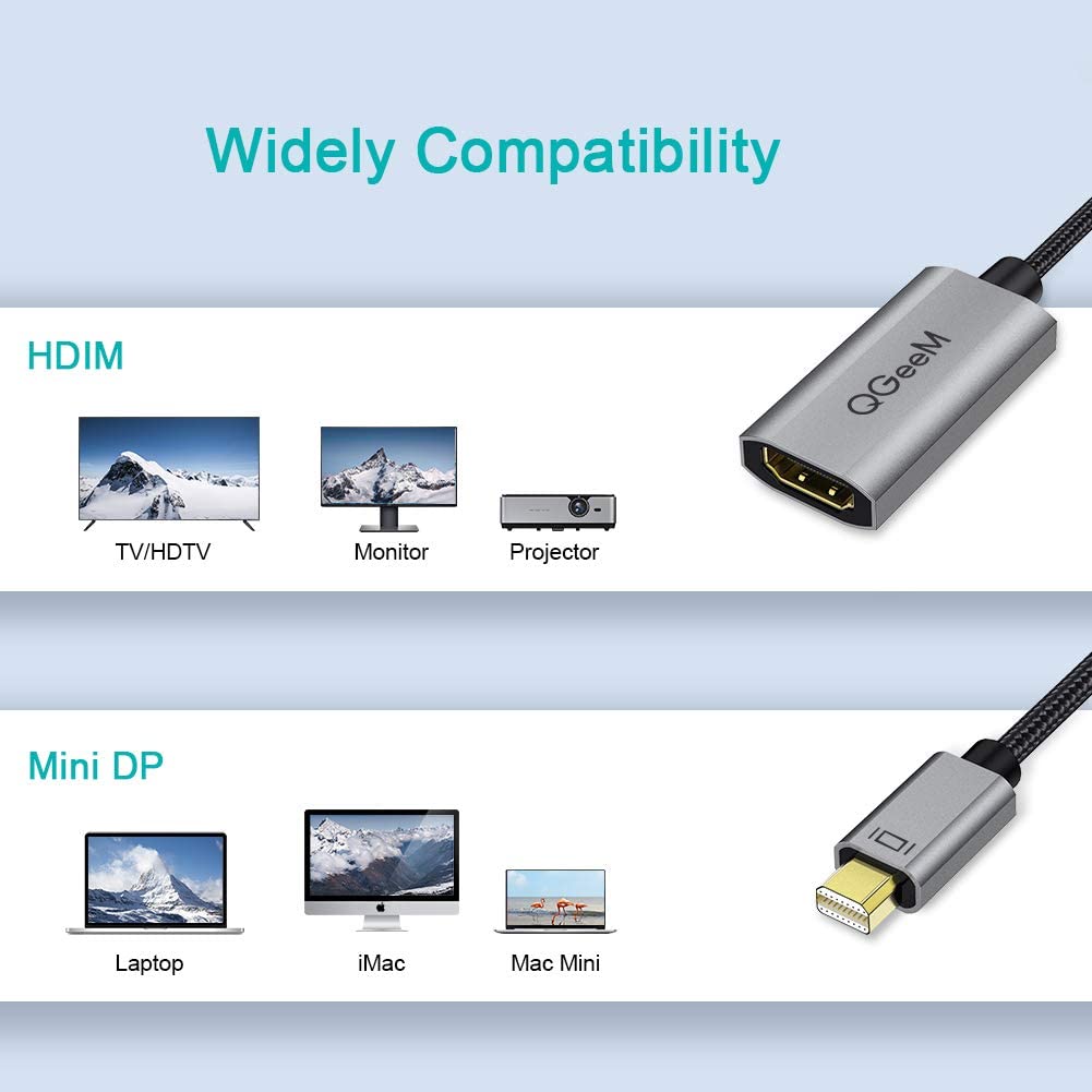 QGeeM HDMI Male to Mini displayport Female Adapter