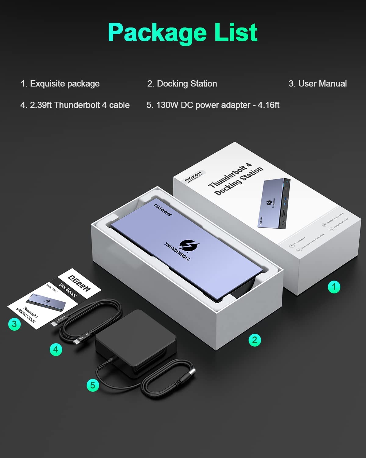 QGeeM TB4 Pro Docking Station (15-in-1, Thunderbolt 4) - QGeeM