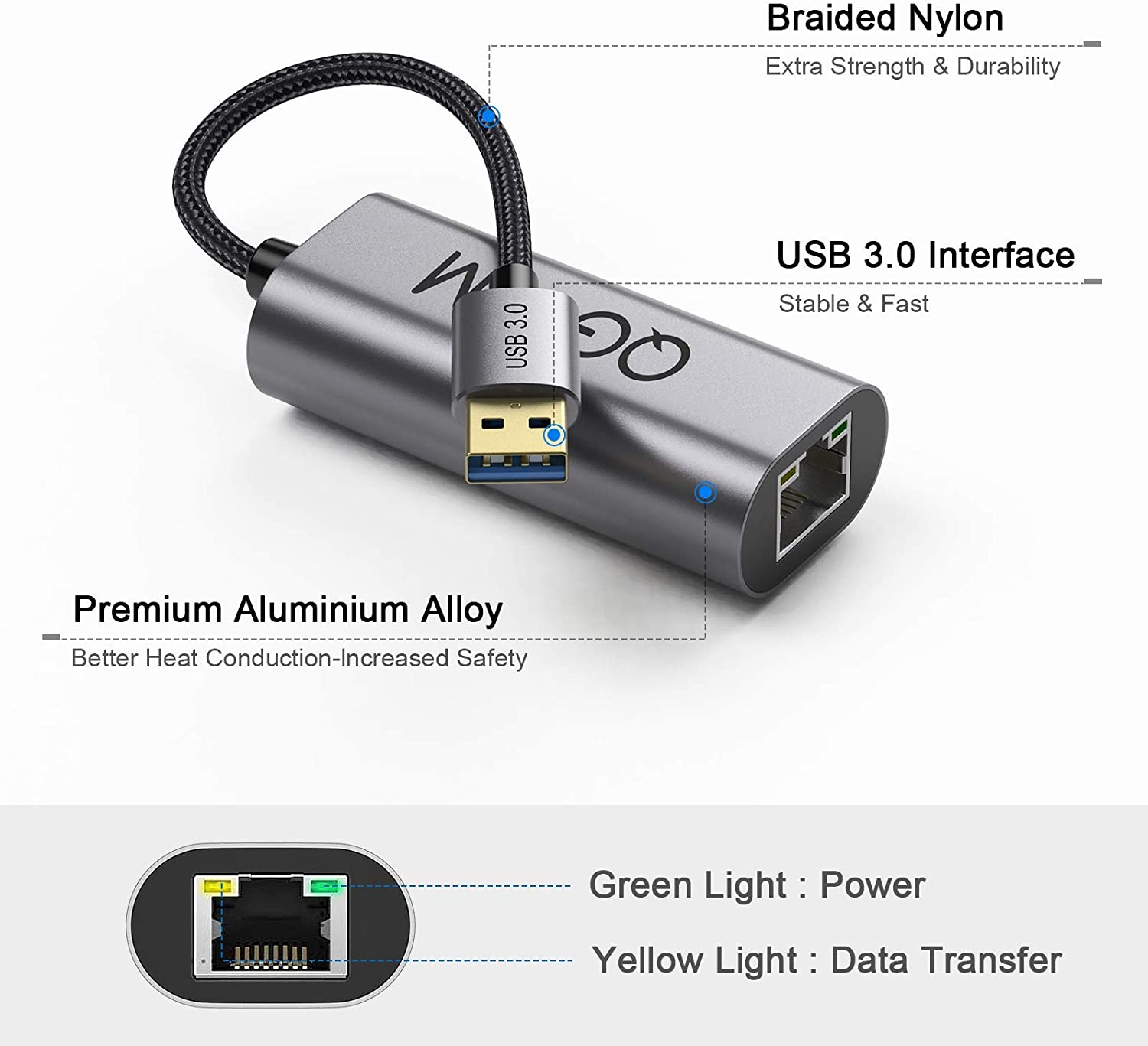 QGeeM USB 3.0 to Gigabit Ethernet Adapter - QGeeM