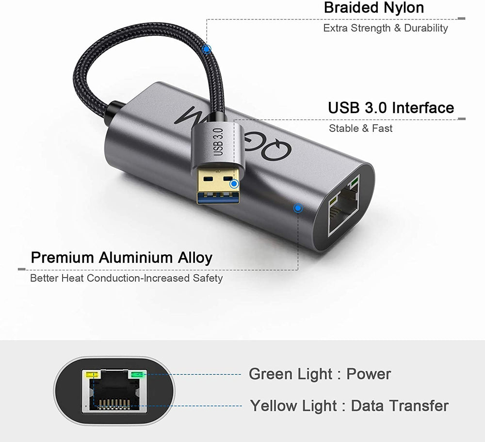 QGeeM USB 3.0 to Gigabit Adapter